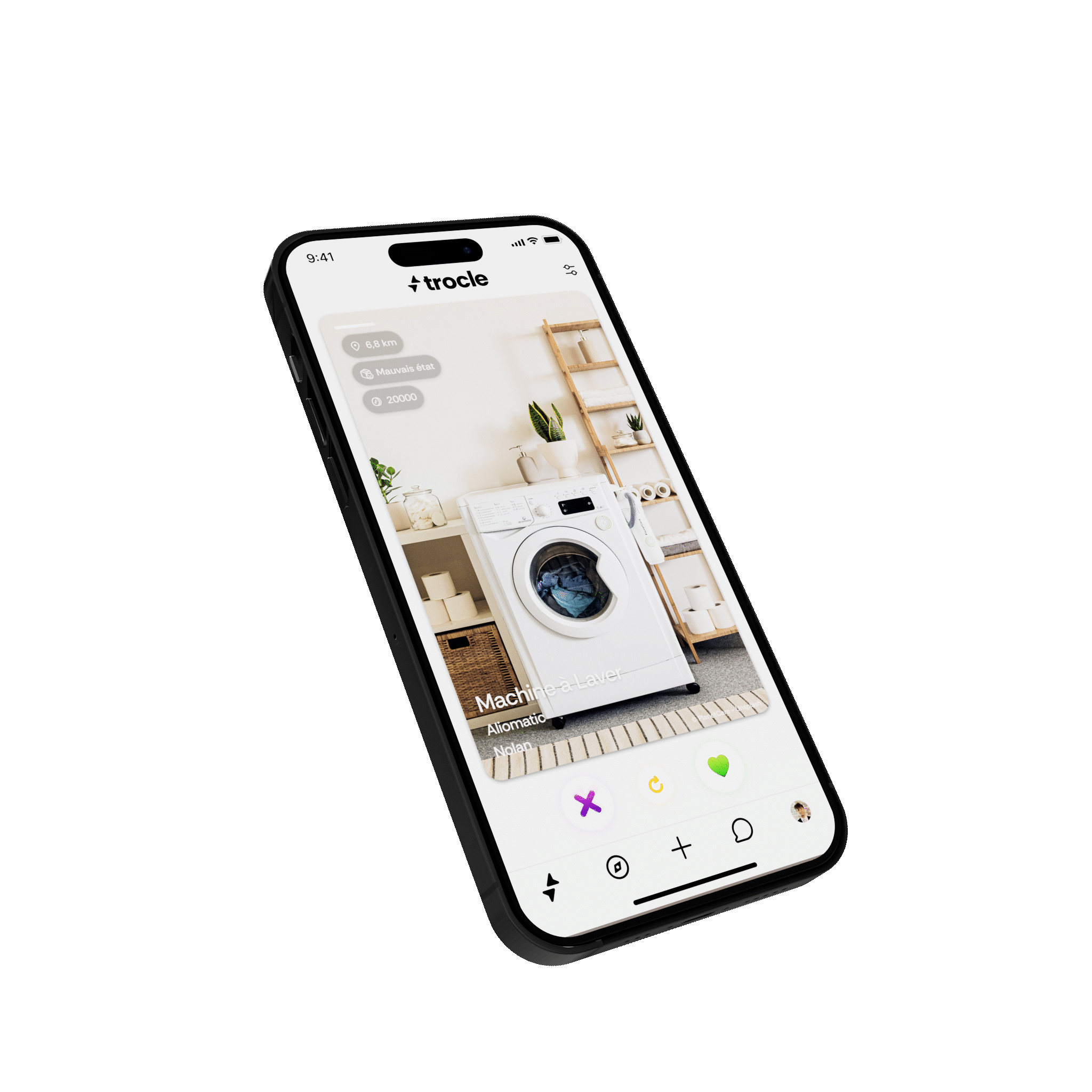 GIF de téléphone contenant l'application Trocle